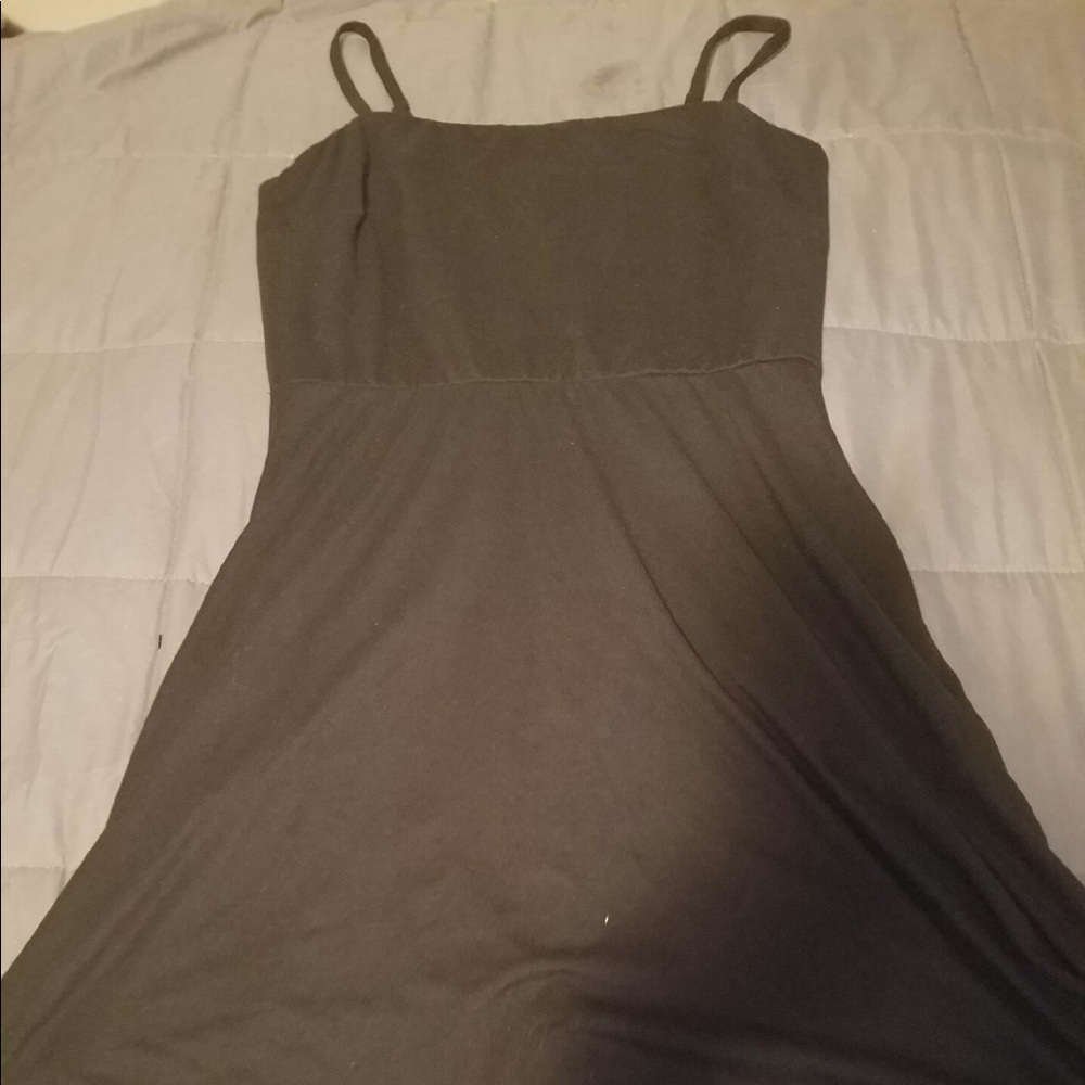 Black spaghetti strap dress with pockets